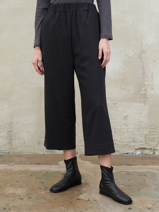 cashmere wide pants-charcoal