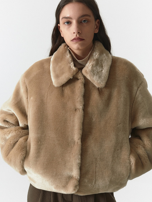 FUR CROP JACKET WOMEN JA [SAND BEGIE]