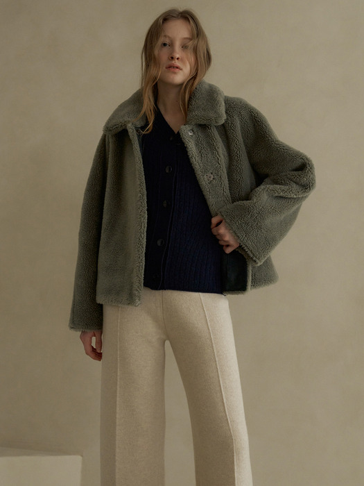 wool cropped reversible shearing coat (grey)