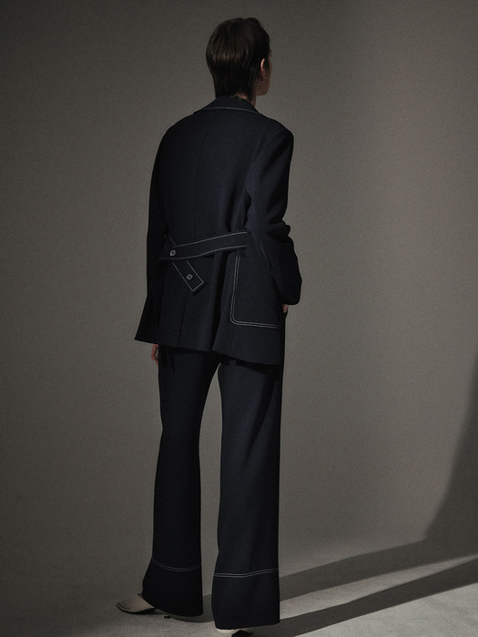 [Drama Signature] Shawl Collar Blazer + Wide-leg Trousers SET