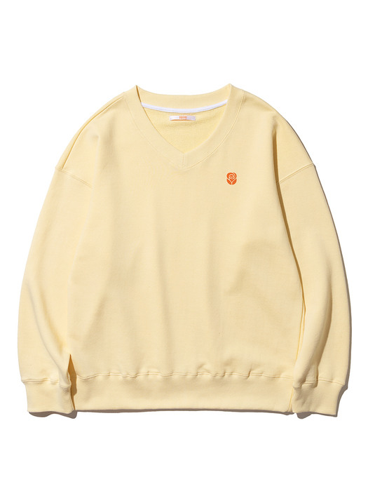 Rose V Neck Sweatshirt [LEMON SHERBET]