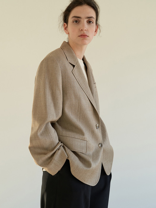 TOS WOOL STITCH BLAZER OATMEAL