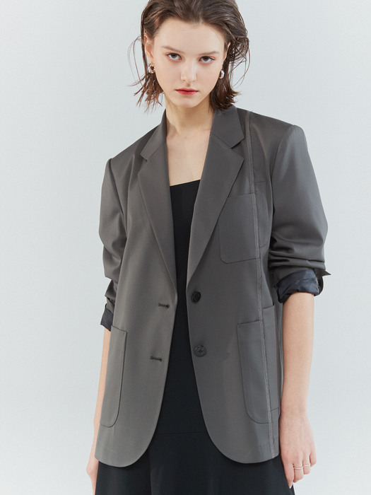 unbalanced jacket Khaki