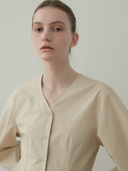 cotton silhouette blouse (light beige)