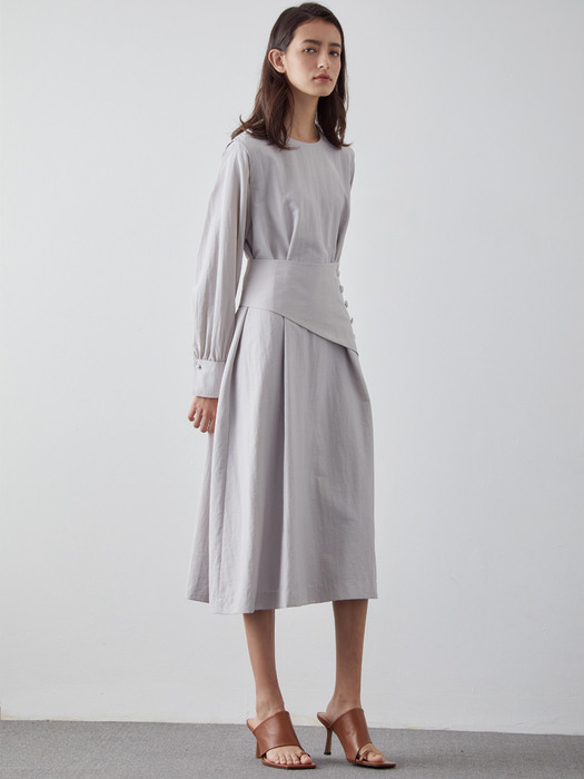 CORSET BUTTON DRESS_LIGHT GREY