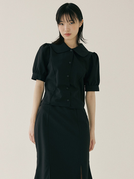 KST ROUND COLLAR BLOUSE BLACK