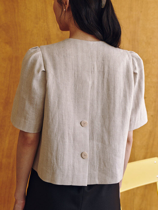 Linen Puff Short Jacket_Natural