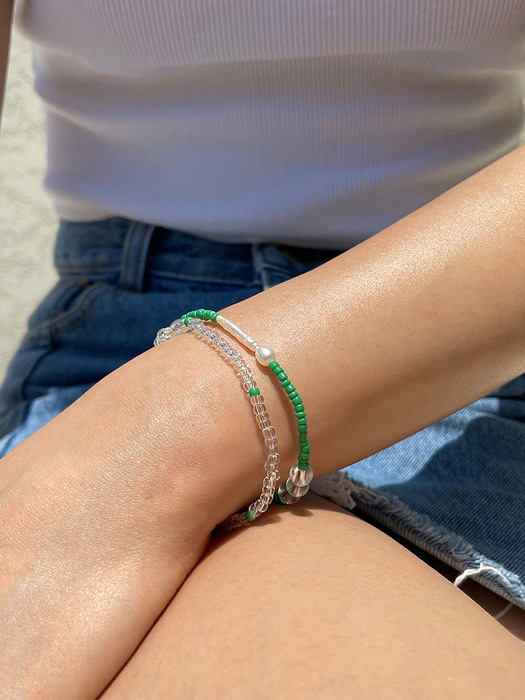 [2SET] Green Pearl Bracelet