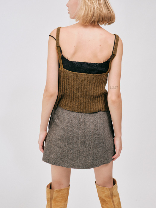 herringbone mini skirt - charcoal