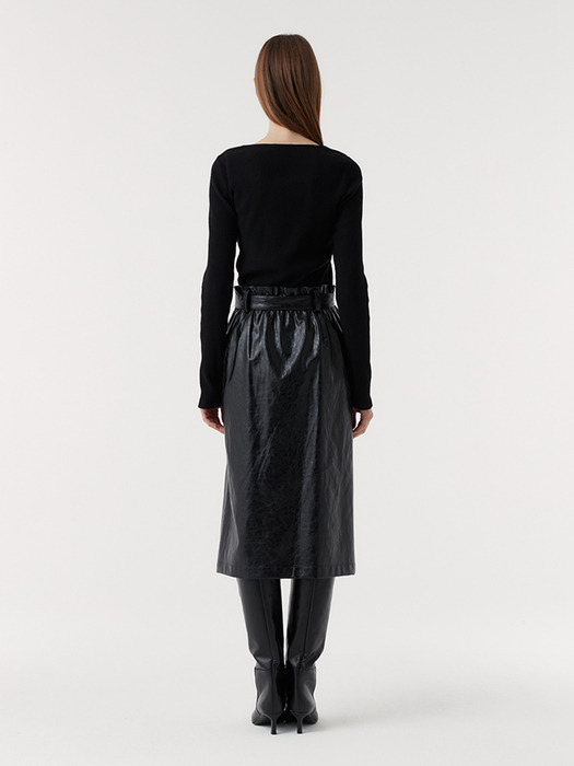 FAUX LEATHER JOIE SKIRT (BLACK)
