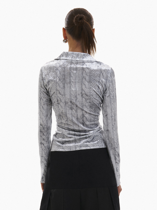 Velvet Knit Slim Shirt (Light Grey)