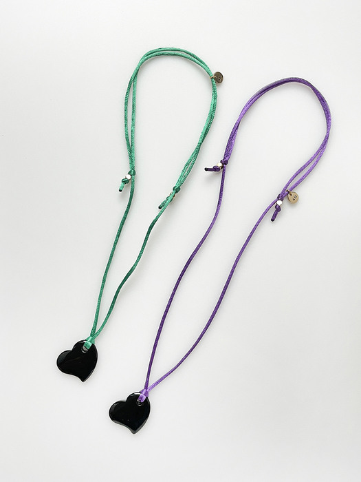 Onyx Heart Strap Necklace 2color
