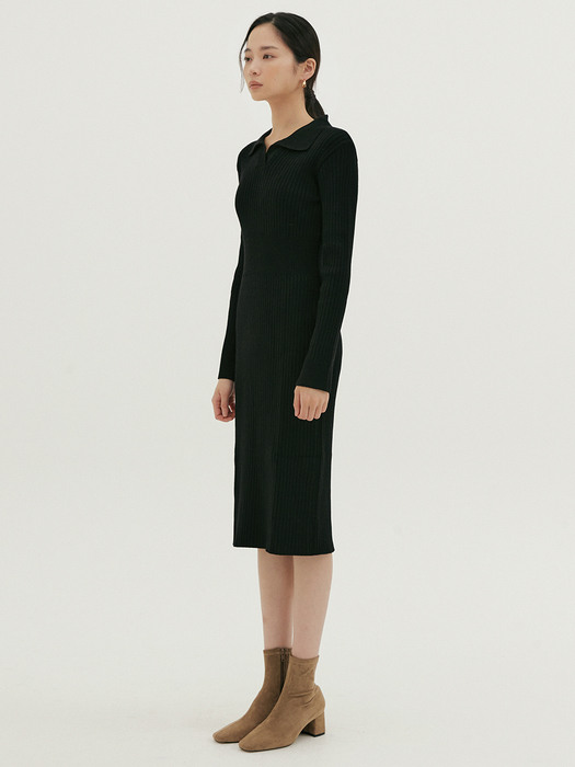 NOI COLLAR KNIT OPS BLACK