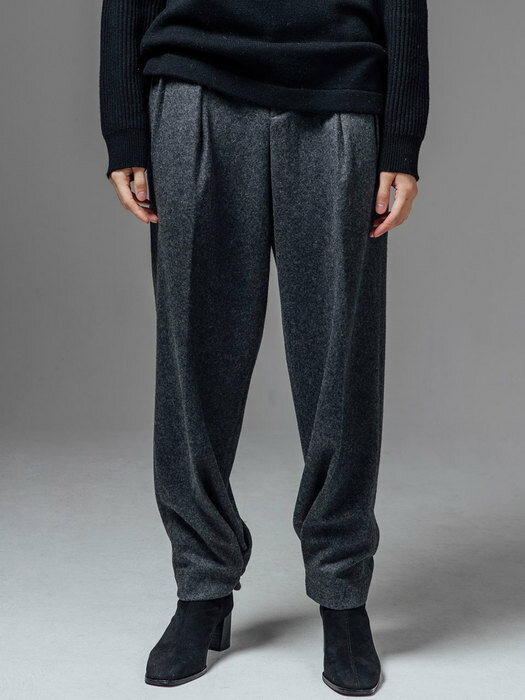 wool wide banding jogger pants_dark grey