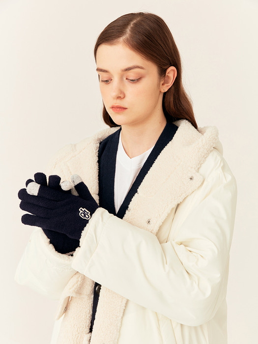 PATCH KNIT GLOVES [NAVY]