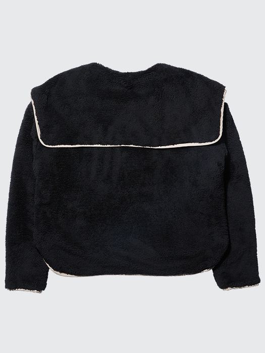 Sailor Collar Fleece Cover-all Jacket (black)