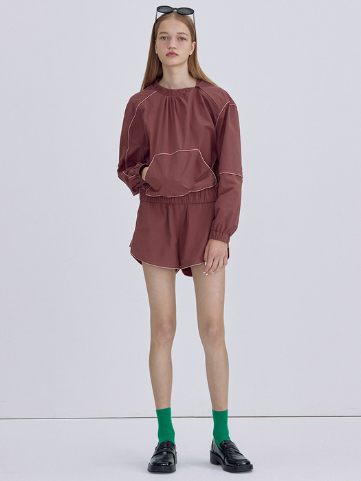 Piping Banding Shorts_Burgundy