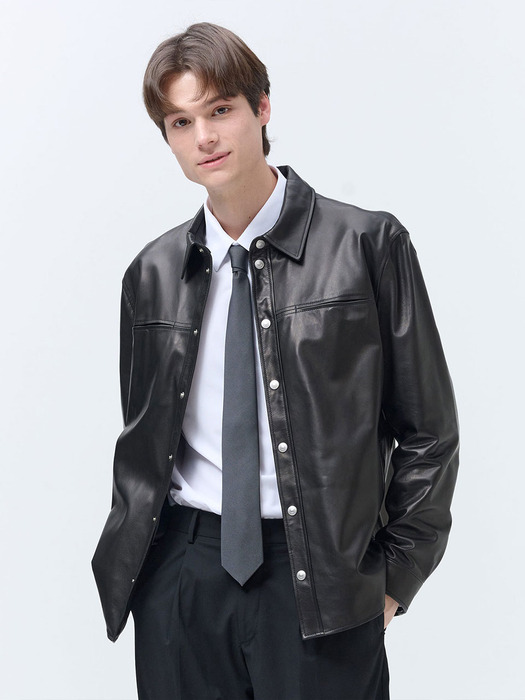 VEGETABLE LEATHER SHIRTS JACKET (BLACK)