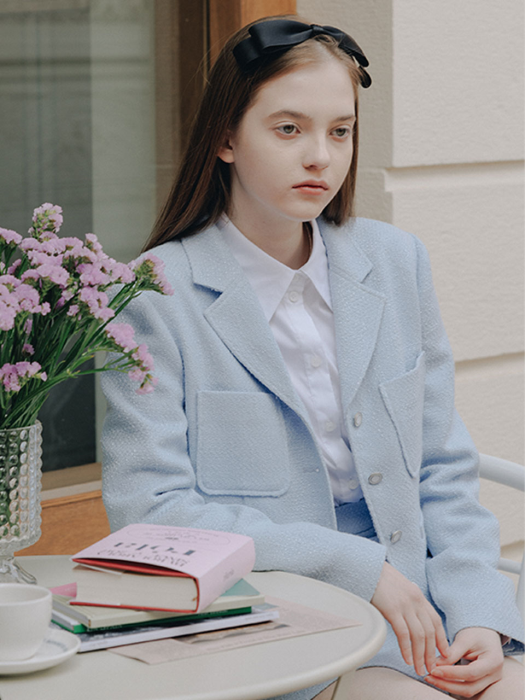 [로라로라]TWEED POCKET JACKET LIGHT BLUE [W CONCEPT]