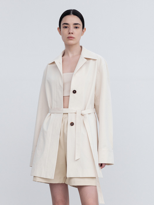BELTED SHORT TRENCH JACKET
