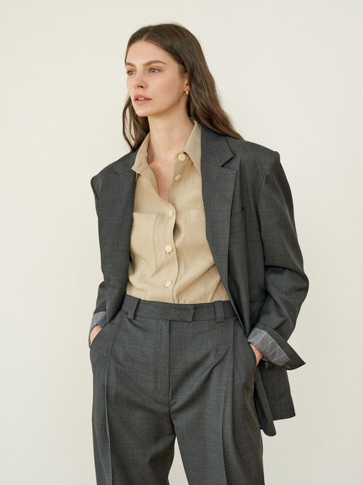 Classic wool over jacket (Charcoal gray)