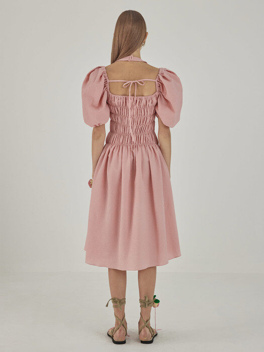 Smocked Halterneck Dress_Pink