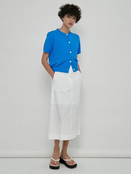 Cotton-blend short-sleeve cardigan - BLUE (HSSW2BH94B2)