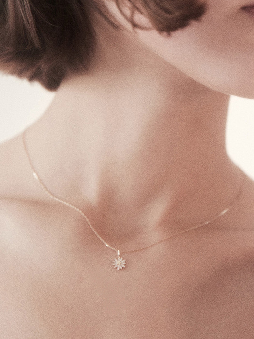 [14K Gold] [SET]Daisy Pendant+Basic Chain Necklace
