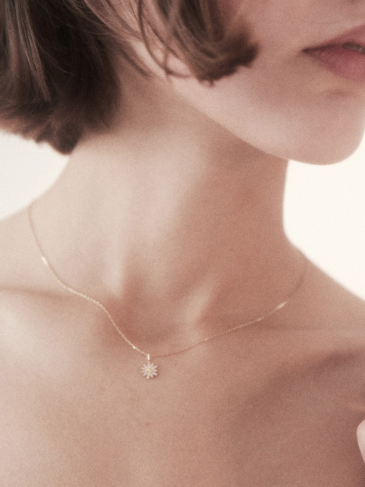 [14K Gold] [SET]Daisy Pendant+Basic Chain Necklace