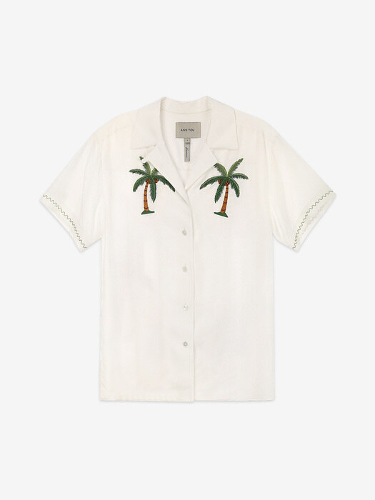 KOKO HEAD Palm tree embroidery shirt (White)