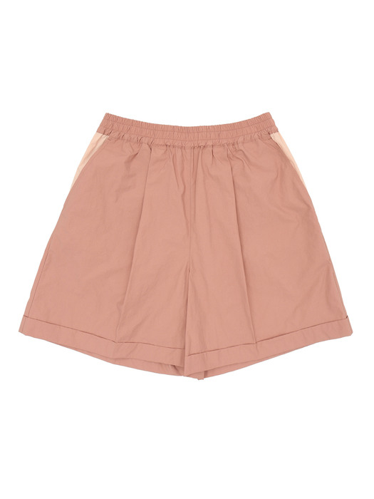 Recycled nylon color block shorts / coral