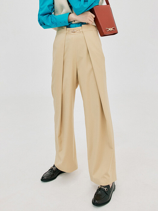 Wide Tuck Pants_Light Yellow