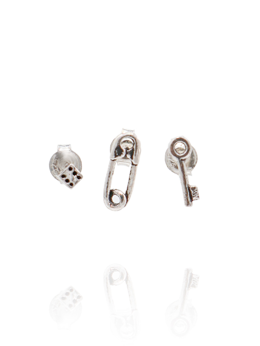 Pop Pack 3pcs Silver Stud Earring Ie277 [Silver]