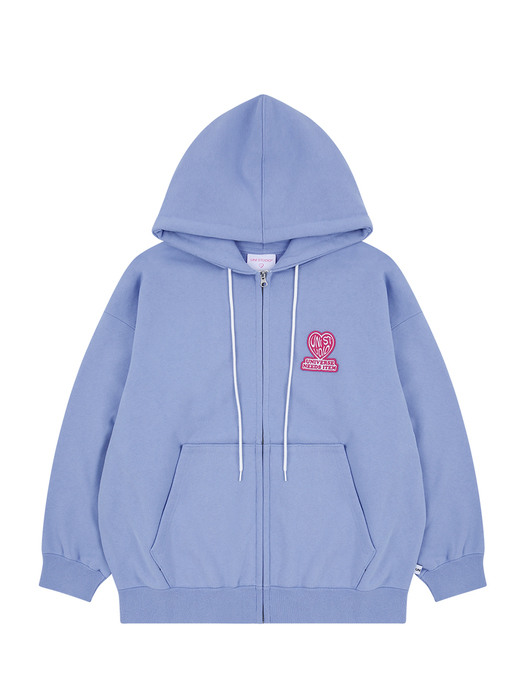 UNI HEART LOGO WAPPEN HOOD ZIP UP (SKY BLUE)