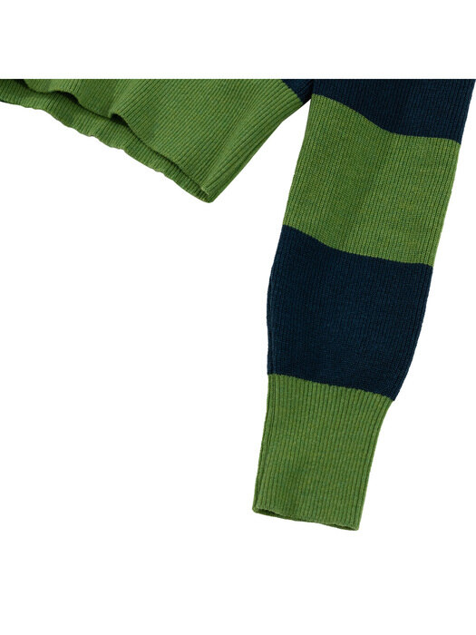  Stripe Collar knit Green (Women)