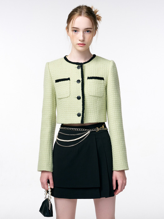 Trimmed Tweed Jacket, Light Green