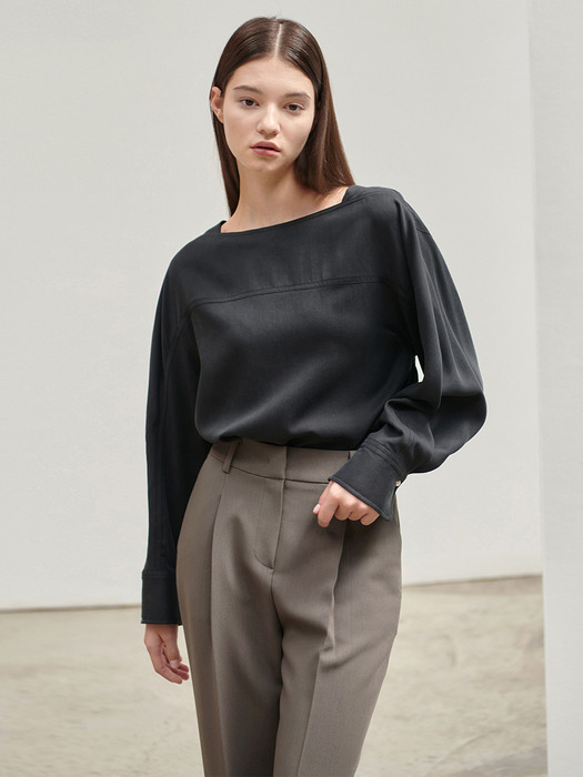 22FN square neck blouse [S/BK]