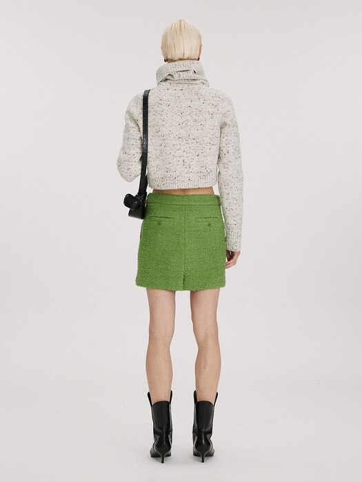 HOLIDAY BOUCLE MINI SKIRT (YELLOW GREEN)