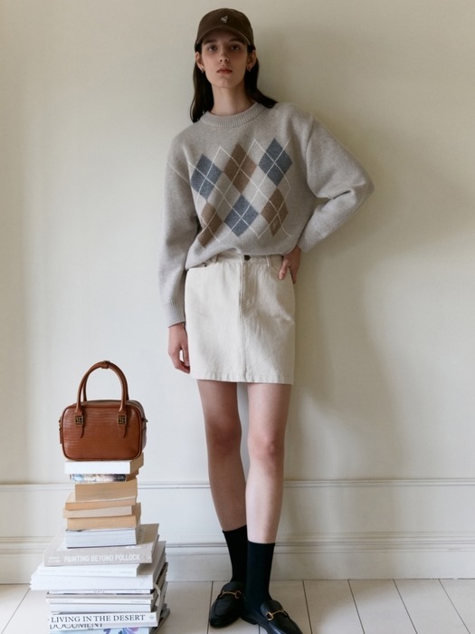 argyle pullover - oatmeal