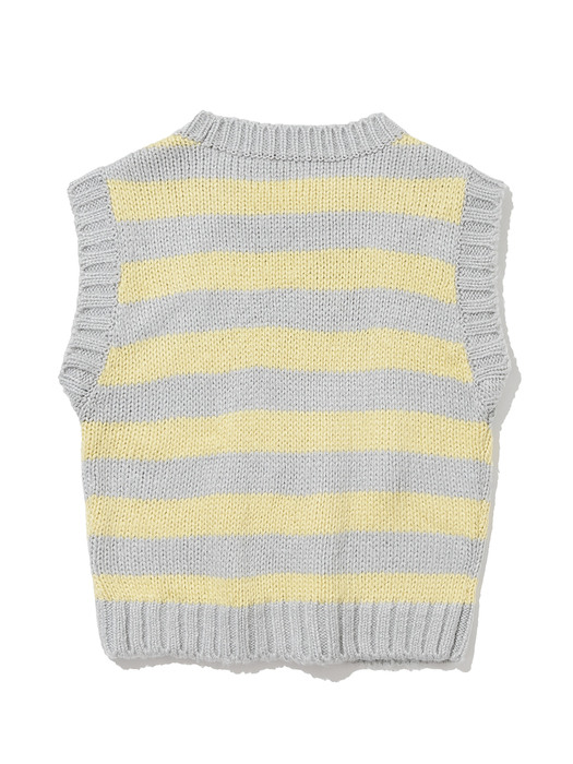 Mohair Fuzzy Stripe Knit Vest [YELLOW]