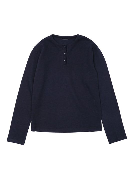 WAFFLE BUTTON LONGSLEEVE_NAVY