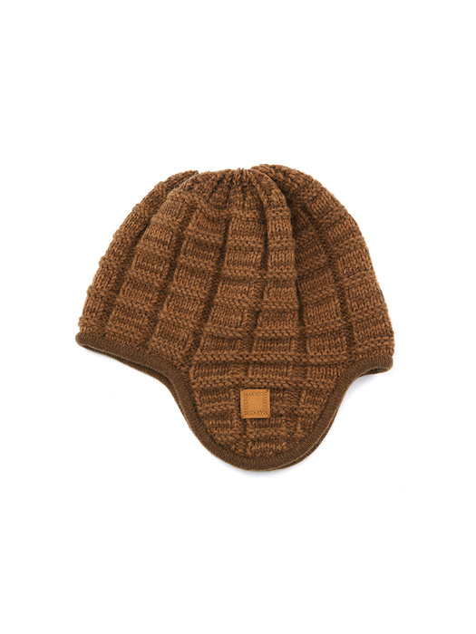 Knit Trapper Hat, Brown