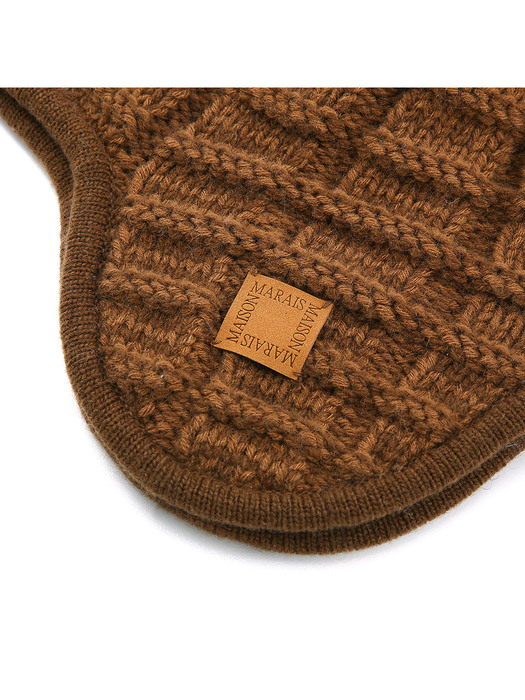 Knit Trapper Hat, Brown