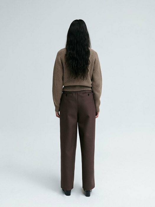 Wide Double Tuck Trouser / Toffee