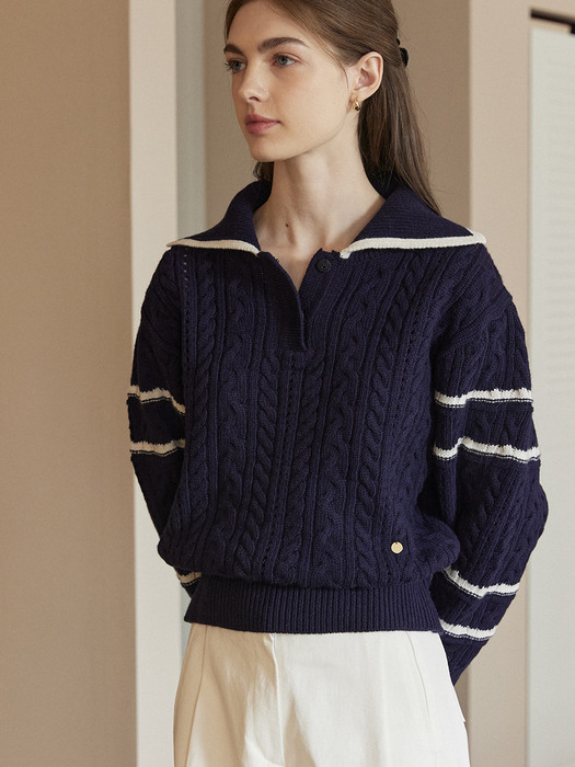 Mary Collar Knit - Navy