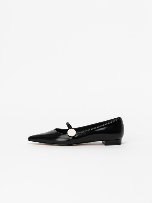 Candor Stiletto Maryjane Flat Shoes in Textured Black