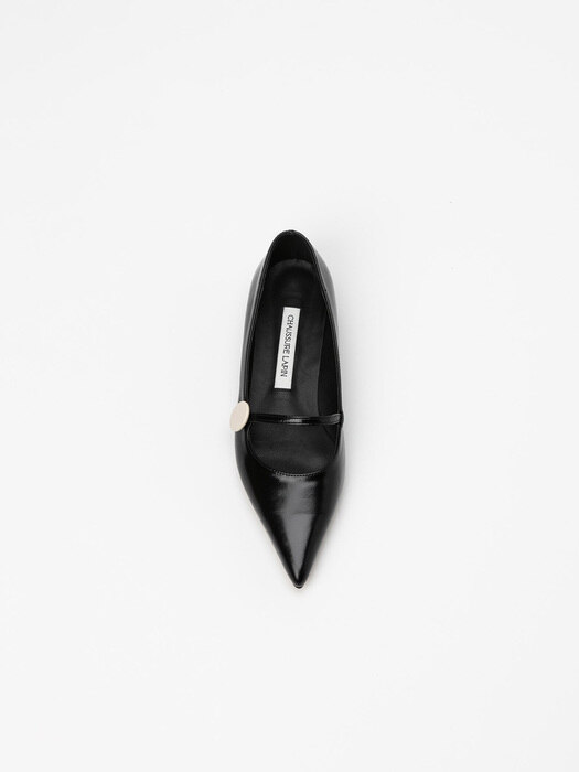 Candor Stiletto Maryjane Flat Shoes in Textured Black