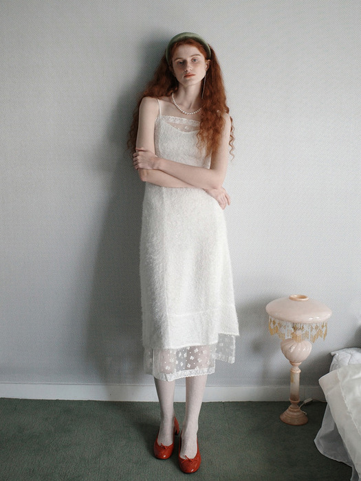 Lace layered dress. Ivory