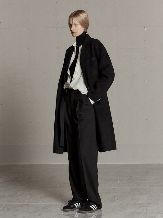 [리퍼브]SAINT Cashmere Blended Tailored Wool Handmade Coat_Deep Black