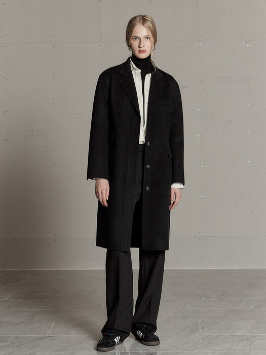 [리퍼브]SAINT Cashmere Blended Tailored Wool Handmade Coat_Deep Black